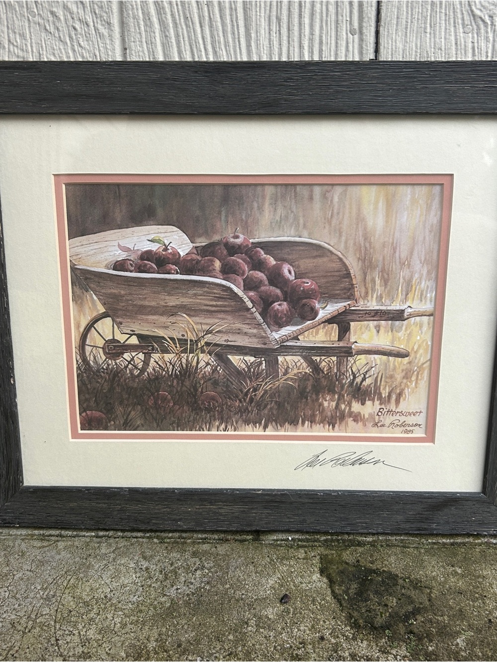 Lee Roberson Signed 'Bittersweet' Wheelbarrow Print Matted Framed Appalachia Art